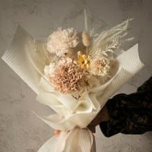 母親節掌馨微光永生花禮 - 暖裸杏永生花束