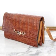 法國復古淺啡色鱷魚皮袋