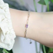 紫水晶925純銀糖果盒鏈條設計手鍊