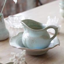 手工上釉藍綠色旋坯茶海