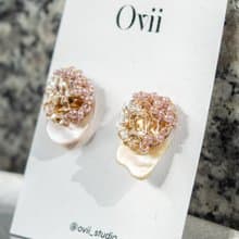 晨光映影・天然貝殼 X 白水晶耳環 手作設計