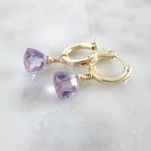 14kgf*宝石質 Pink Amethyst Triangl pierced earring /earring