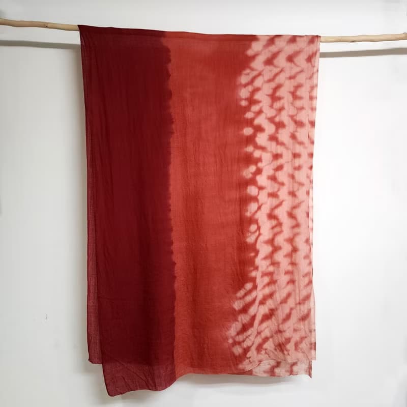 迎新紅-植物染羊絨圍巾 披肩