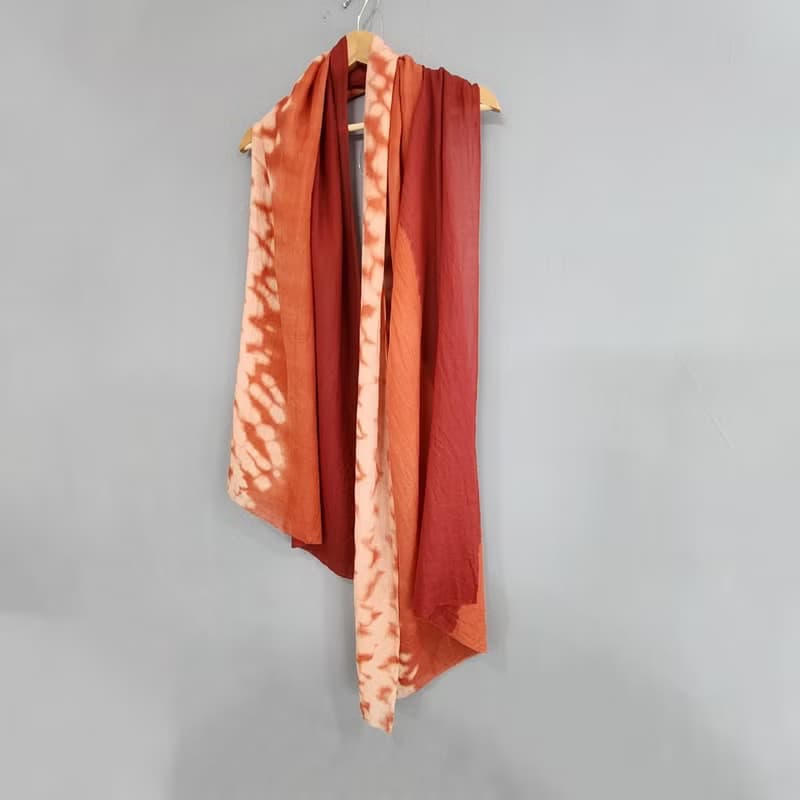 迎新紅-植物染羊絨圍巾 披肩