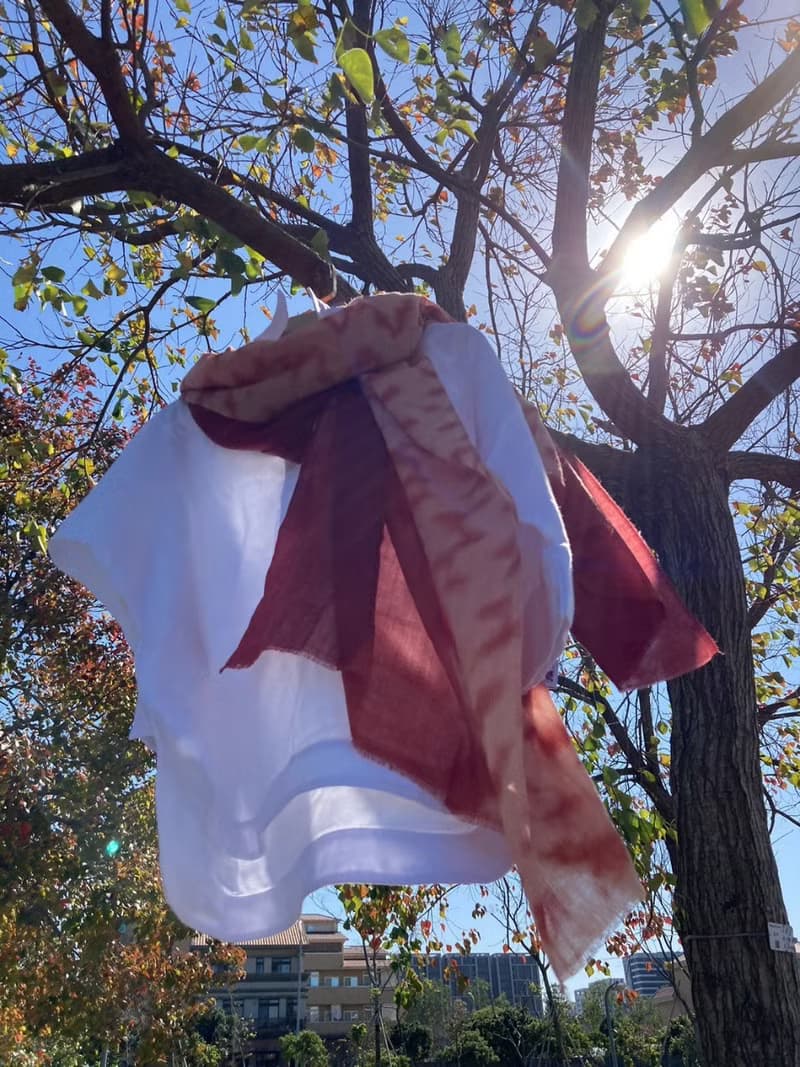 迎新紅-植物染羊絨圍巾 披肩