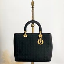 【 日本直送　名牌中古包 】Christian Dior クリスチャン ディオール カナージュ ハンドバッグ ブラック ナイロン vintage 2camf8