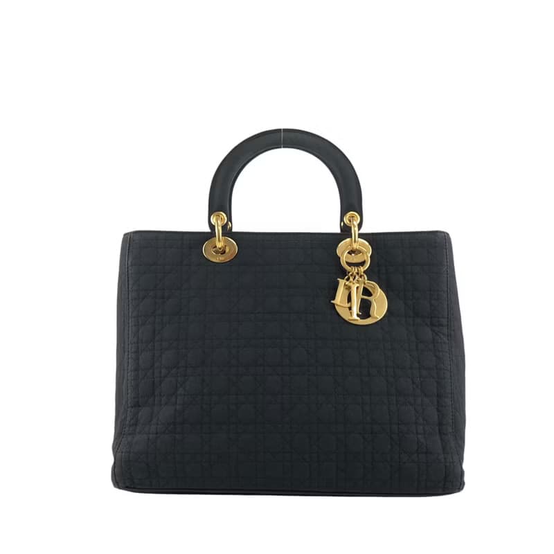 【 日本直送　名牌中古包 】Christian Dior クリスチャン ディオール カナージュ ハンドバッグ ブラック ナイロン vintage 2camf8