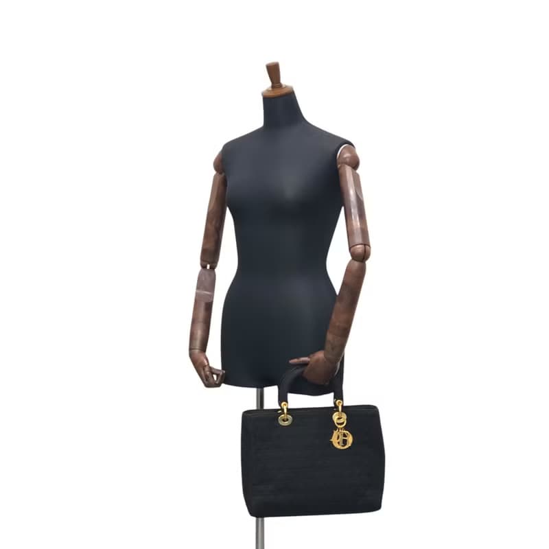 【 日本直送　名牌中古包 】Christian Dior クリスチャン ディオール カナージュ ハンドバッグ ブラック ナイロン vintage 2camf8