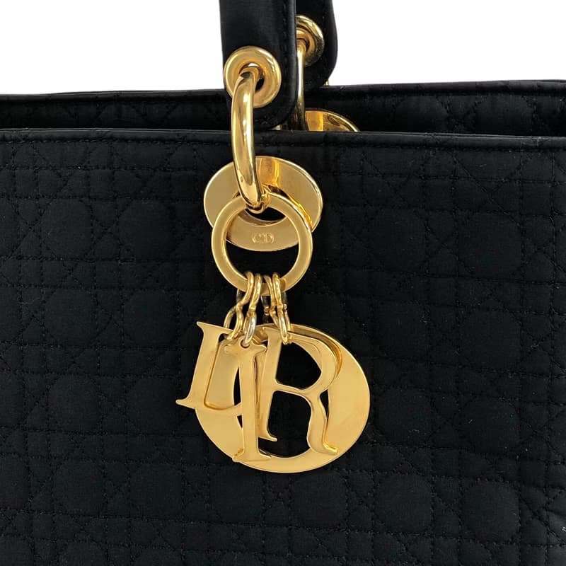 【 日本直送　名牌中古包 】Christian Dior クリスチャン ディオール カナージュ ハンドバッグ ブラック ナイロン vintage 2camf8