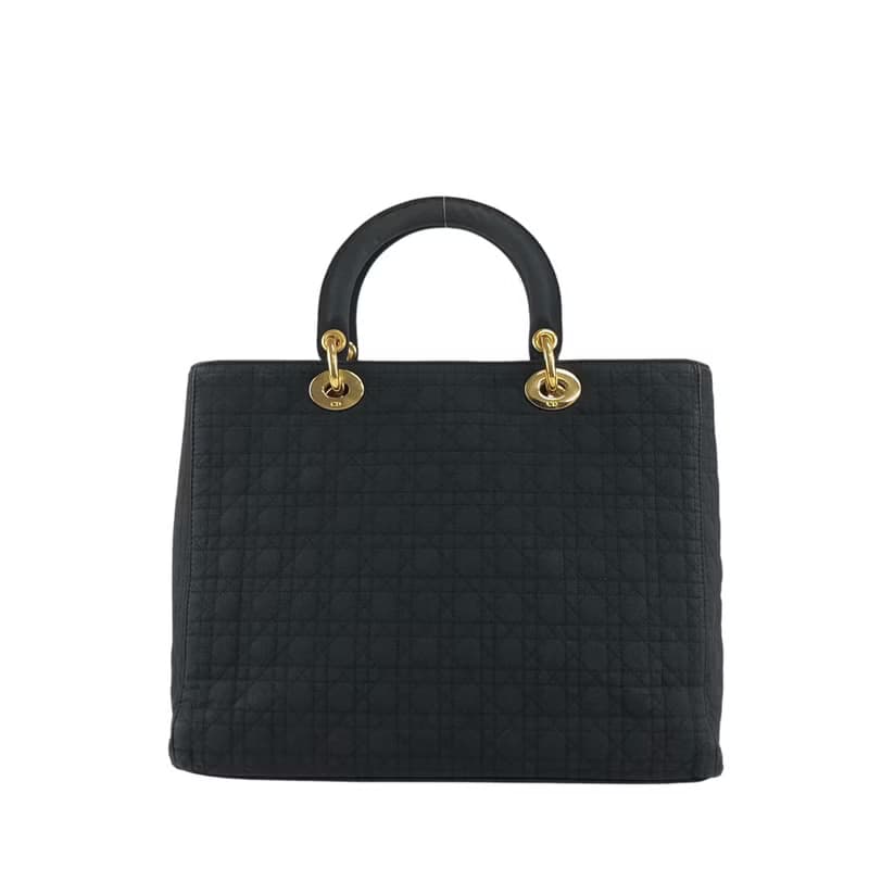 【 日本直送　名牌中古包 】Christian Dior クリスチャン ディオール カナージュ ハンドバッグ ブラック ナイロン vintage 2camf8