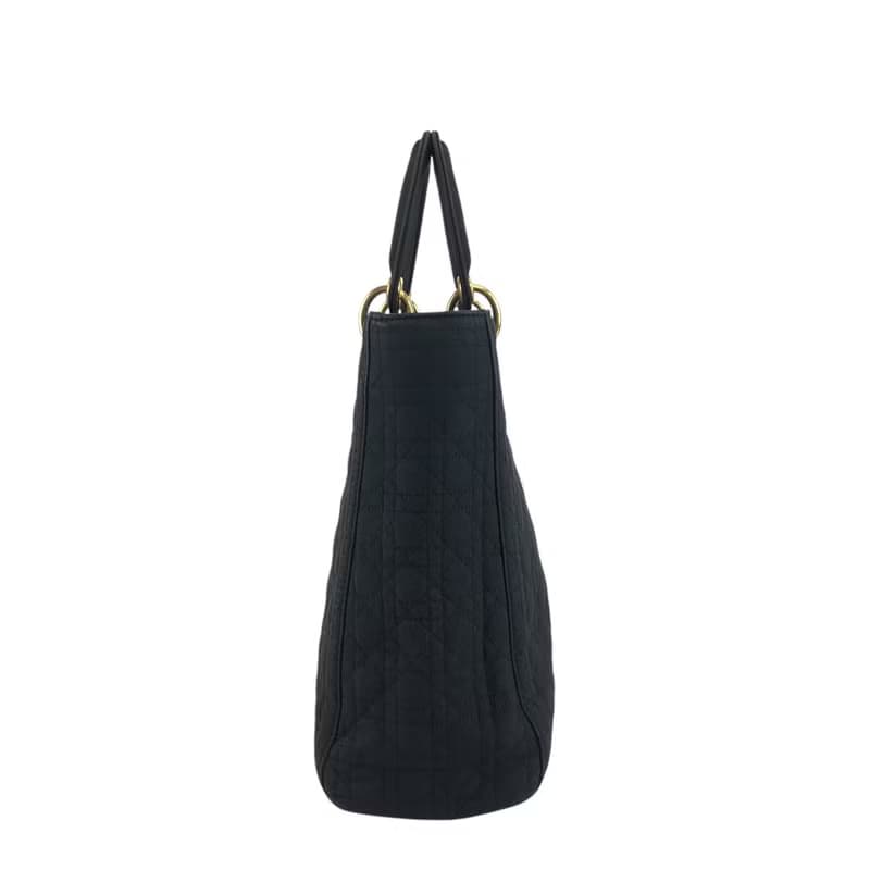 【 日本直送　名牌中古包 】Christian Dior クリスチャン ディオール カナージュ ハンドバッグ ブラック ナイロン vintage 2camf8