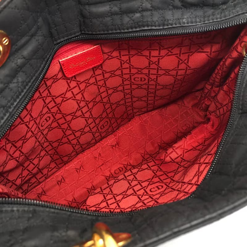 【 日本直送　名牌中古包 】Christian Dior クリスチャン ディオール カナージュ ハンドバッグ ブラック ナイロン vintage 2camf8