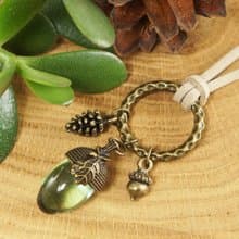 Clear Mint Green Glass Acorn Pine Cone Forest Woodland Necklace Jewelry Gift