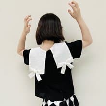 海軍領黑白蝴蝶結短袖上衣 / 童裝