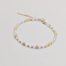 天然水晶 黃髮晶+白水晶 鍍14K金 輕珠寶手環 手鍊 招財 正能量