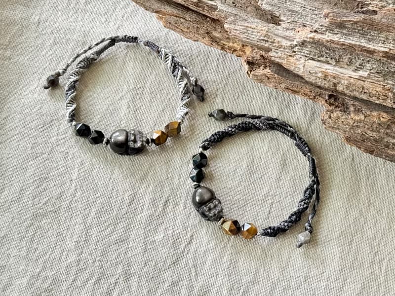 曜玄 / 銀曜石貔貅 編繩 手鍊