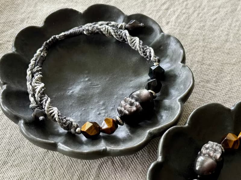 曜玄 / 銀曜石貔貅 編繩 手鍊