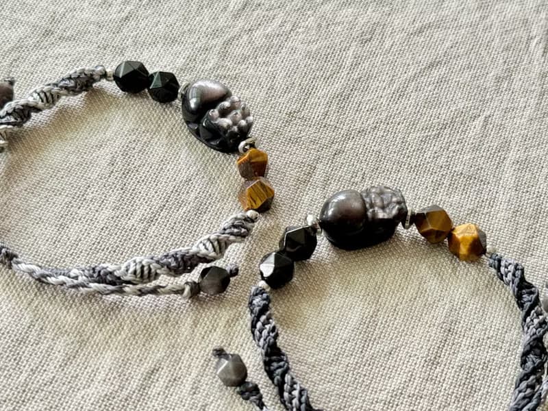 曜玄 / 銀曜石貔貅 編繩 手鍊