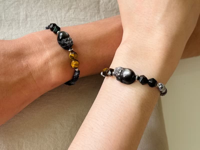 曜玄 / 銀曜石貔貅 編繩 手鍊