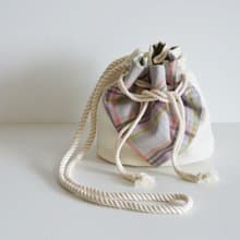 ルイジ コロンボ チェックスカーフ ショルダーマリンバッグ エクリュ×グレー