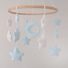 star moon white light blue baby mobile crib,boy nursery decor,felt toys gift