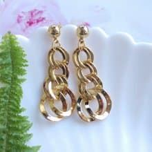 Vintage Jewelry 西洋古董飾品 金色調 垂墜環圈  針式耳環