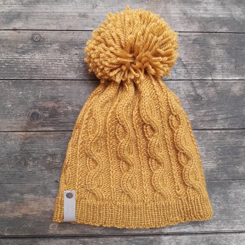 Warm Hand Knit Saffran Women Hat and Snood with Pompom Fall Winter