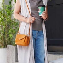 日本手作 甜美輕巧牛革隨身/側背包Made in Japan by CHAM