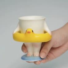 可愛高腳杯  冰激凌杯  酒杯 游泳杯 陶瓷釉下彩手作