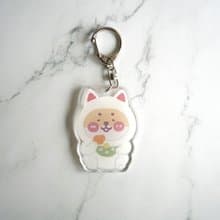 柴柴壓克力吊飾-白色招財貓