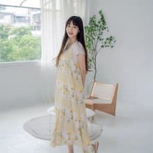 【波麗印花】浮誇魚尾裙 細肩帶洋裝 長裙 小湊日和 油菜花