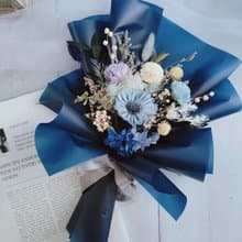 韓式花束-靜謐藍 索拉永生乾燥擴香花束畢業 老師禮物