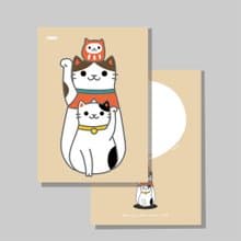 原創明信片/三招財貓_達摩花貓V2/原創插畫/貓咪/文創卡片
