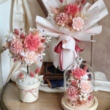 【訂製商品】母親節永生花禮•粉色系列•小夜燈/花球樹/花束