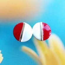 Vintage Jewelry 西洋古董飾品 復古 簡約 可愛紅白  針式耳環