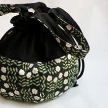 母親節活動【 MY HANDMADE 】白花圓底抽繩袋 l 日本棉布、帆布 l