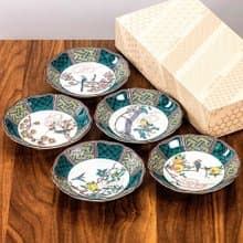 日本進口九谷燒古風仙春花鳥陶瓷小花邊盤甜品盤水果小吃碟小菜盤