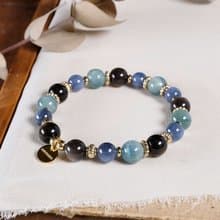 藍晶石 藍綠晶 銀曜石 手鍊 天然礦石水晶
