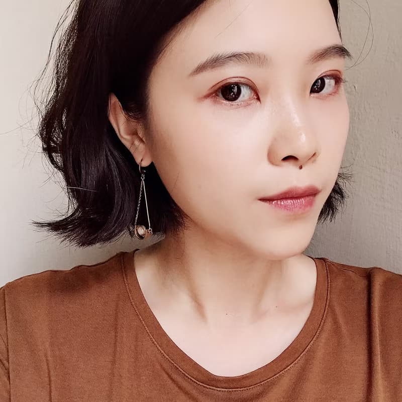靜謐天然石_黃銅耳環_不對稱_摩根石(可改夾)