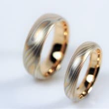 木目金 婚戒 ( K金 ) 對戒 木紋金 Mokume Gane 婚戒訂製