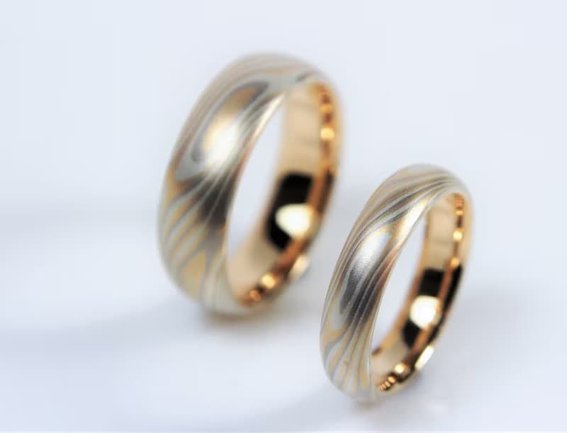 木目金 婚戒 ( K金 ) 對戒 木紋金 Mokume Gane 婚戒訂製