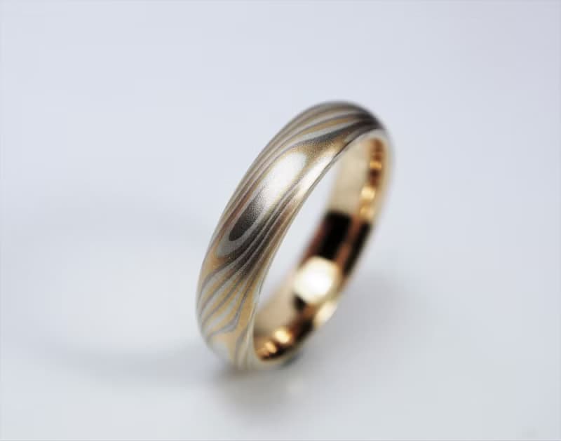 木目金 婚戒 ( K金 ) 對戒 木紋金 Mokume Gane 婚戒訂製
