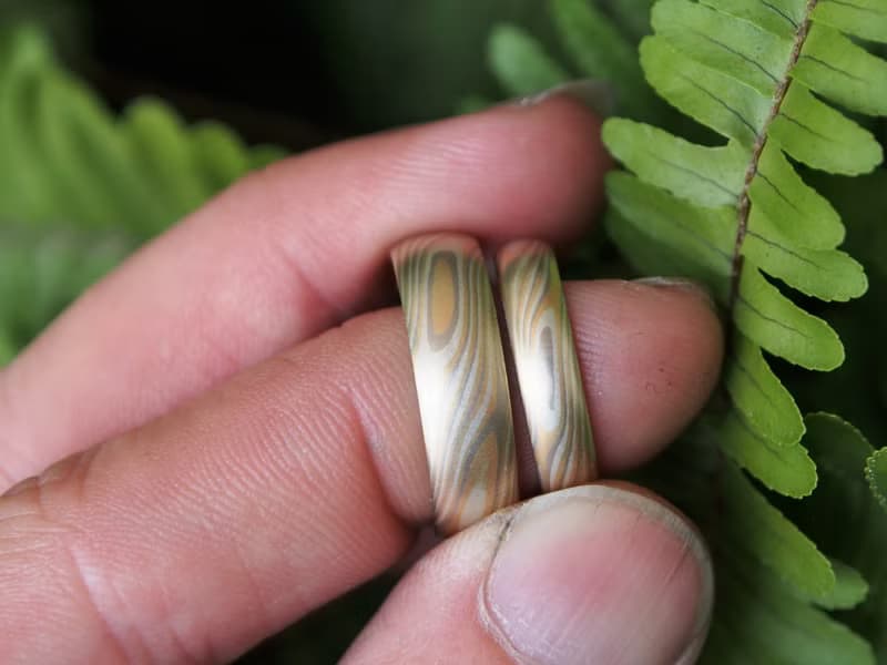 木目金 婚戒 ( K金 ) 對戒 木紋金 Mokume Gane 婚戒訂製