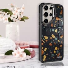 Samsung S25/S24/S23系列 軍規防摔合金框隱形立架手機殼-黑磨石