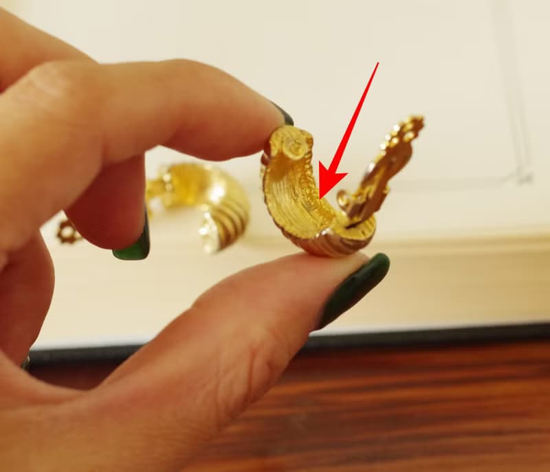 古董金色圈圈夾式耳環 C899