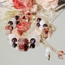 金運星光-開運款/紅膠花/鈦晶/白幽靈/水晶手鍊/好運/水晶手鍊