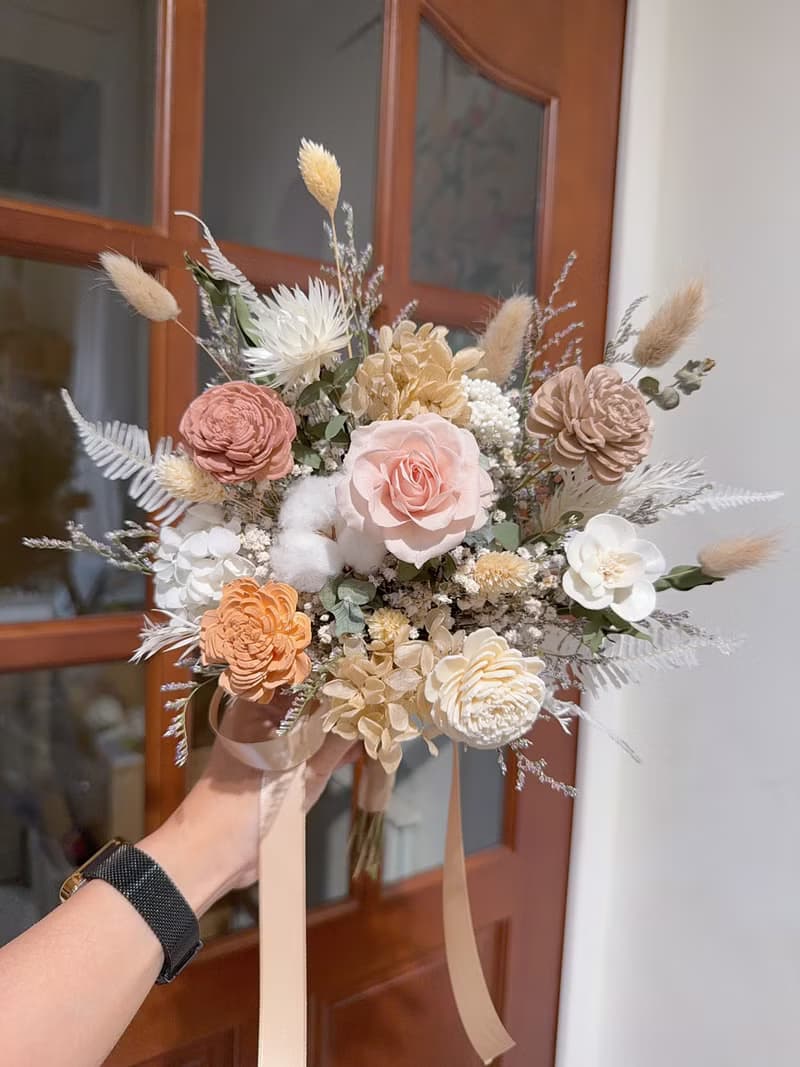 FengFlower 【奶茶色小捧花】乾燥花/永生花/不凋花/送禮