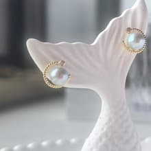 大眼睛 真多麻 天然海水珍珠 akoya 純銀 耳環 耳針