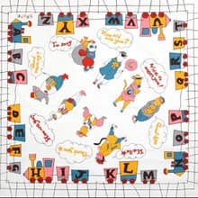 【絕版】京都風呂敷包巾-英文字母列車 × 動物會話風呂敷