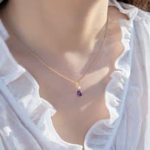 生日石 寶石項鍊 紫水晶 14K 包金 注金 水洗不退色 天然石輕珠寶